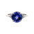 14K White Gold Tanzanite Circle with Bilateral .51tw Triple Diamond in a Triangle Setting Band Ring Size 6.5