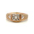 14K Gold Diamond Circle in a Square-Setting  with Bilateral Diamonds in a Triangle-Setting Ring Size 11.25