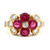 18K Yellow Gold 1.66cttw Round Rubies and 1.00cttw Diamonds Flower Ring Size 6