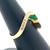 14K Gold Emerald Rectangle with Diamond Accented Twisted Bypass Band Ring Size 6.5