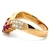 18K Yelllow Gold 0.55cttw Square Rubies and 0.38cttw Round Diamonds Chevron Band Ring Size 8