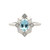 14K White Gold .66ct Aquamarine Oval with .04tw 4- Diamond Accents in a Square-Settings in a Geometric Hexagon-Shaped Halo Ring Size 6.5