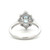 14K White Gold .66ct Aquamarine Oval with .04tw 4- Diamond Accents in a Square-Settings in a Geometric Hexagon-Shaped Halo Ring Size 6.5