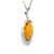 Sterling Silver Amber Dinosaur Reverse Intaglio Pendant Necklace