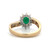 14K Gold Emerald Oval in a Diamond Halo with Channel-Set Baguette-Cut Diamonds on Band Ring Size 7