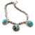 Sterling Silver Turquoise Three Cabochon Desert Pearl Vintage Navajo Style Necklace