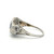 18K White Gold Double Sapphire Baguettes with 3-Diamond Bezels Art Deco Filigree Ring Size 5.75