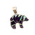 Sterling Silver Created Opal And Charoite Inlay South Western Style Spirit Bear Pendent