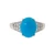 18K White Gold 3.41tw Turquoise Cabochon with Bilateral .20tw Diamond Bezel Accents Ring Size 7
