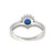 10K White Gold Created Sapphire Circle with a Double Band .12tw Diamond Half Halo and Chevron V-Shaped Ring Size 7