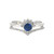 10K White Gold Created Sapphire Circle with a Double Band .12tw Diamond Half Halo and Chevron V-Shaped Ring Size 7