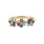 10K Multi-Gem Flowers with .04tw Diamond Circle Centers Ring Size 7.5