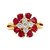 18K Gold 1.43tw Ruby Flower Teardrop Petals with a .45tw Diamond Center Ring Size 5.25