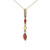 10K Gold Cascading .50tw 2-Garnet and 1-Citrine Marquise with .03tw Diamond Accents Dangle Pendant 18" Chain Necklace