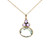 10K Gold 3.25tw Green Amethyst Oval with 3-Circle Purple Amethyst Triangle Pendant 18" Chain Necklace