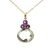 10K Gold 3.25tw Green Amethyst Oval with 3-Circle Purple Amethyst Triangle Pendant 18" Chain Necklace
