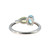 10K White Gold Blue Topaz Oval with a Peridot Teardrop and a .01tw Diamond Accent Ring Size 6.5