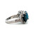 Sterling Silver London Blue Topaz Three Stone Oval Cut With A Round Sapphire Halo Statement Ring Size 7