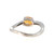 10K White Gold .75tw Orange Citrine Oval with .03tw Diamond Bezels Wavy Band Ring Size 6.75
