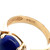 14K Gold Lapis Lazuli Cabochon in a Geometric Textured Ring Size 7.25