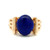 14K Gold Lapis Lazuli Cabochon in a Geometric Textured Ring Size 7.25