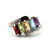 Sterling Silver 5-Stone Emerald Cut Multi-Gem Bypass Ring Size 8