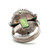 Sterling Silver Checkerboard Faceted Green Quartz with Multi-stone Halo Ring Size 8