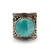Sterling Silver Round Cabochon Bezel Set Larimar Stone with a Wide Floral Filigree Band Ring Size 5.5