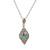 Sterling Silver Emerald Round Cut Solitaire Vintage Inspired Art Deco Style Necklace