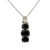 Sterling Silver Sapphire Three Stone Oval Cut Vertical Necklace