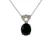 Sterling Silver Black Onyx Round Cut With CZ Accents Vintage Inspired Necklace