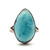 Sterling Silver Larimar  Pear Cut Cabochon Solitaire Statement Ring Size 8.5
