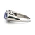 Sterling Silver Tanzanite Emerald And Trillion Cut Three Stone With A Diamond Cut Halo Fashion Ring Size 7
