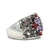 Sterling Silver Amethyst And Garnet Oval Cut Floral Cluster With Marcasite Accents Fashion Ring Size 8