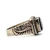 Sterling Silver Blue Topaz Emerald Cut Bezel Set Carved Design Fashion Ring Size 8