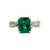Sterling Silver Green CZ Emerald Cut With White CZ Accents Fashion Ring Size 7.5
