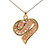 Sterling Silver Gold Tone Garnet Marquise Cut Channel Set Entwined Heart Necklace