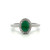 Sterling Silver Oval Cut Emerald With A CZ Halo Fashion Ring Size 6