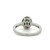 Sterling Silver Oval Cut Emerald With A CZ Halo Fashion Ring Size 6