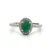 Sterling Silver Oval Cut Emerald With A CZ Halo Fashion Ring Size 8
