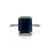 Sterling Silver Sapphire Emerald Cut Four Prong Setting With CZ Band accents Fashion Ring Size 8