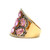18K Yellow Gold App 8 cttw Oval Pink Sapphire Cluster App .75 cttw Diamond Halos Fashion Ring Size 7