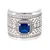 Sterling Silver Created Sapphire Wide Band Statement Ring Size 6.25
