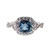 Sterling Silver Cushion Cut London Blue Topaz Halo Twisted Split Shank Ring Size 5.5