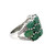 Sterling Silver Oval Cut Emerald Wide Cluster Band Ring Size 7