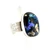 Sterling Silver Oval Dichroic Glass Statement Wide Band Ring Size 11.25
