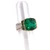 Sterling Silver Two Tone Cushion Cut Simulated Emerald Cocktail Ring Size 7