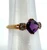 10kt Gold Checkerboard Amethyst two Diamond Accent Ring Size 8