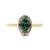 10K Yellow Gold Oval Cut Montana Green Sapphire Diamond Halo Accent Fashion Band Size 6.75