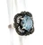 Sterling Silver Marcasite Blue Topaz Ring Single Band Size 6.5